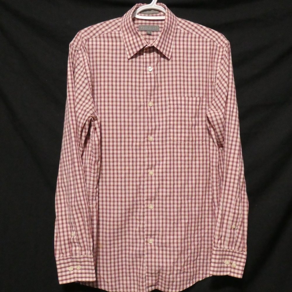 PROTOCOL, checkered button down shirt, 15.5 neck, 34-35